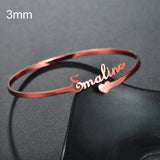 3mm Width Stainless Steel Personalized Bracelet for Women Name Bangles Jewelry