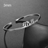 3mm Width Stainless Steel Personalized Bracelet for Women Name Bangles Jewelry