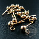 3mm Ball Earrings with Open Ring Rose Filled DIY Stud Supplies