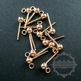 3mm Ball Earrings with Open Ring Rose Filled DIY Stud Supplies