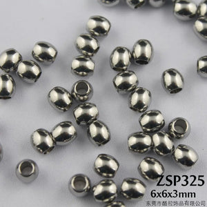 100pcs 3mm Hole 6mm Oval Stainless Steel Beads Jewelry DIY Parts ZSP325