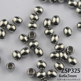 100pcs 3mm Hole 6mm Oval Stainless Steel Beads Jewelry DIY Parts ZSP325