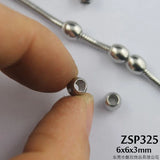 100pcs 3mm Hole 6mm Oval Stainless Steel Beads Jewelry DIY Parts ZSP325