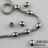100pcs 3mm Hole 6mm Oval Stainless Steel Beads Jewelry DIY Parts ZSP325