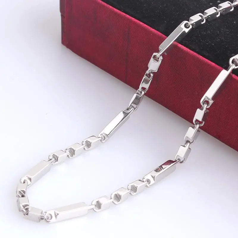 3mm Square Chain Necklace 55cm Stainless Steel Men Women Jewelry