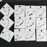 925 Silver Heart Stud Earrings Set for Women Girl