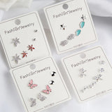 925 Silver Heart Stud Earrings Set for Women Girl