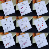 925 Silver Heart Stud Earrings Set for Women Girl