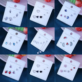 925 Silver Heart Stud Earrings Set for Women Girl