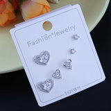 925 Silver Heart Stud Earrings Set for Women Girl