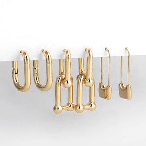 U-shape Hoop Earrings Twisted Geometric Wedding Jewelry