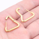 3Pairs 19mm Triangle Charm Clip On Earrings Stainless Steel Earring Supplies