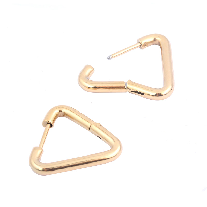 3Pairs 19mm Triangle Charm Clip On Earrings Stainless Steel Earring Supplies