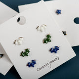 3pairs Fine Ceramic Stud Earrings Anti-allergic Plated Porcelain Gift Set