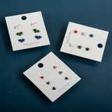 3pairs Fine Ceramic Stud Earrings Anti-allergic Plated Porcelain Gift Set