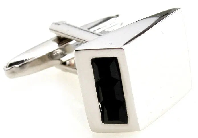 3 Pairs Glass Rhinestone Copper Cuff Links