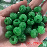 Natural Green Jade Carved Beads DIY Bracelet Bangle Charm Jadeite Jewellery