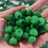 Natural Green Jade Carved Beads DIY Bracelet Bangle Charm Jadeite Jewellery