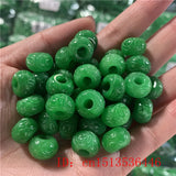 Natural Green Jade Carved Beads DIY Bracelet Bangle Charm Jadeite Jewellery