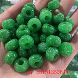 Natural Green Jade Carved Beads DIY Bracelet Bangle Charm Jadeite Jewellery