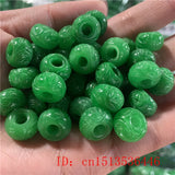 Natural Green Jade Carved Beads DIY Bracelet Bangle Charm Jadeite Jewellery