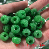 Natural Green Jade Carved Beads DIY Bracelet Bangle Charm Jadeite Jewellery