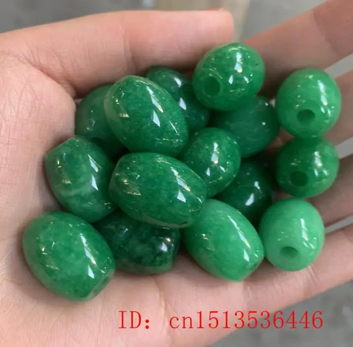 3pc Natural A Green Jade Beads DIY Bracelet Bangle Charm Jadeite Jewelry