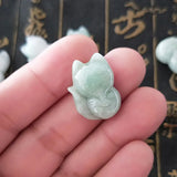 Natural Emerald Fox Pendant Beads Necklace Charm Jewellery
