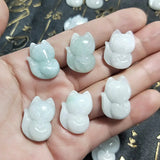 Natural Emerald Fox Pendant Beads Necklace Charm Jewellery