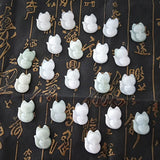 Natural Emerald Fox Pendant Beads Necklace Charm Jewellery