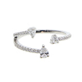 3pc Cz Charm Midi Finger Rings For Women Open Kunckle Ring