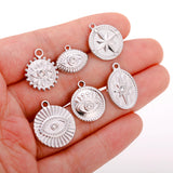 3pc Stainless Steel 18K PVD Plated Evil Eye Charms Jewelry DIY