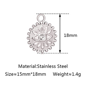 3pc Stainless Steel 18K PVD Plated Evil Eye Charms Jewelry DIY