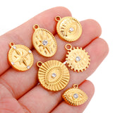 3pc Stainless Steel 18K PVD Plated Evil Eye Charms Jewelry DIY