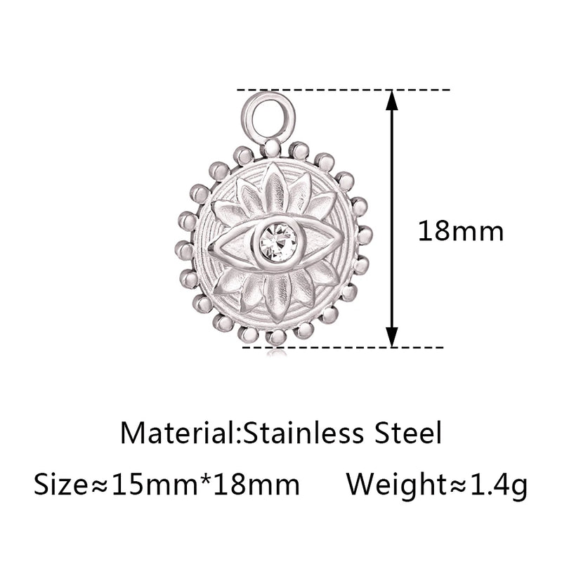 3pc Stainless Steel 18K PVD Plated Evil Eye Charms Jewelry DIY