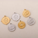 3pc Stainless Steel 18K PVD Plated Evil Eye Charms Jewelry DIY