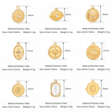 3pc Stainless Steel 18K PVD Plated Evil Eye Charms Jewelry DIY
