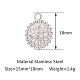 3pc Stainless Steel 18K PVD Plated Evil Eye Charms Jewelry DIY
