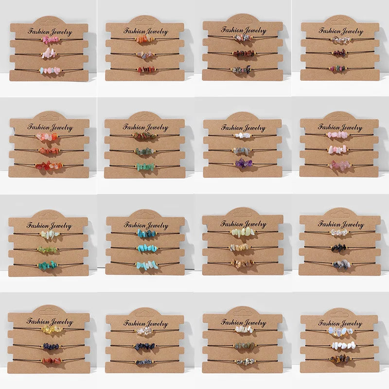 Natural Gravel Bracelets Irregular Quartz Woven Friendship Bracelet