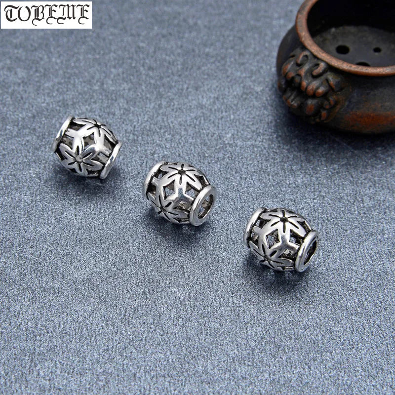 3pcs 925 Sterling Silver Flower Beads DIY Jewelry Findings