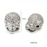 3pcs 13*11mm Skull Charms Cubic Zircon Beads Wholesale