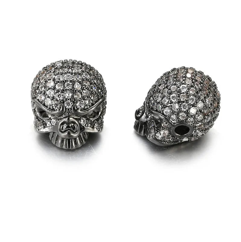 3pcs 13*11mm Skull Charms Cubic Zircon Beads Wholesale