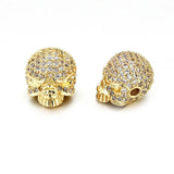 3pcs 13*11mm Skull Charms Cubic Zircon Beads Wholesale