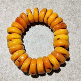 3pcs 14mm Old Beeswax Stone Abacus Bead Men's Bracelet DIY Chakra