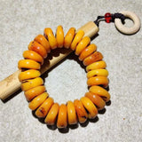 3pcs 14mm Old Beeswax Stone Abacus Bead Men's Bracelet DIY Chakra