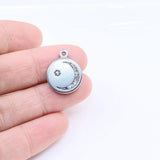 3pcs 15mm Stainless Steel Moon Star Charms Pendant DIY Necklace 2 Colors