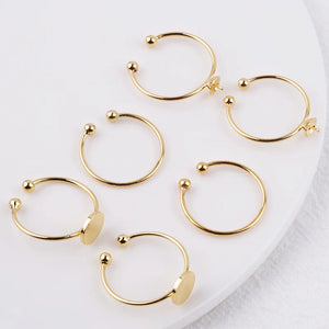 3pcs 18K Plated Brass Adjustable Ring Base for DIY Jewelry Making