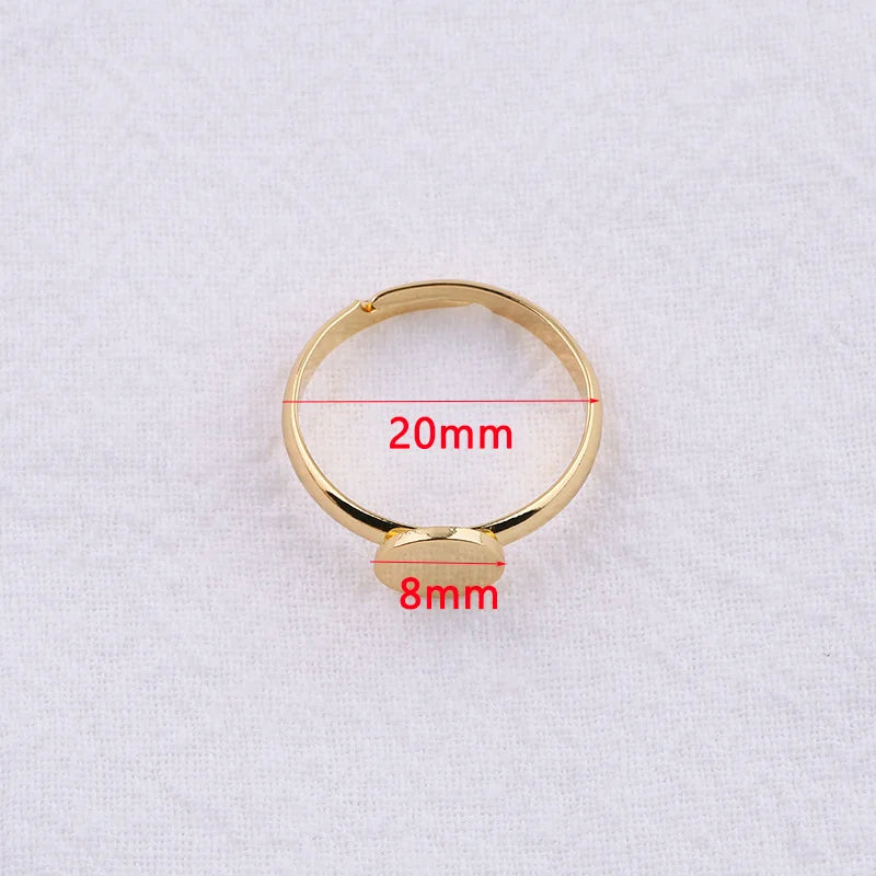3pcs 18K Plated Brass Adjustable Ring Base for DIY Jewelry Making