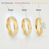 18k Plated Wedding Rings Set for Men & Women. Couple Ring Titanium Marriage Gift