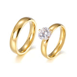 18k Plated Wedding Rings Set for Men & Women. Couple Ring Titanium Marriage Gift